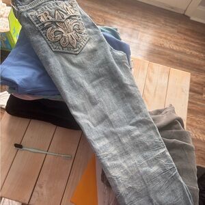 Rock Revival Light Blue Bootcut Jeans with Embroidered Back Pocket